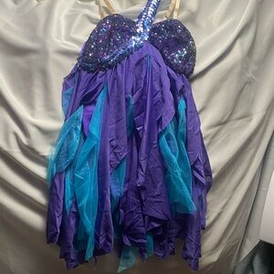 Sparkling Purple and Blue Kids Dance Costume